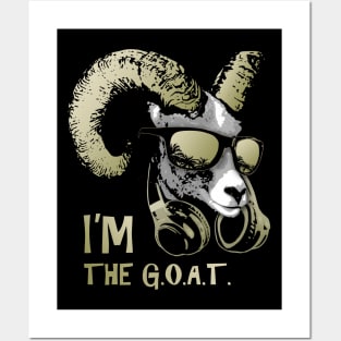 I'm The Goat Bling Cool and Funny Music Animal with Headphones and Sunglasses Posters and Art